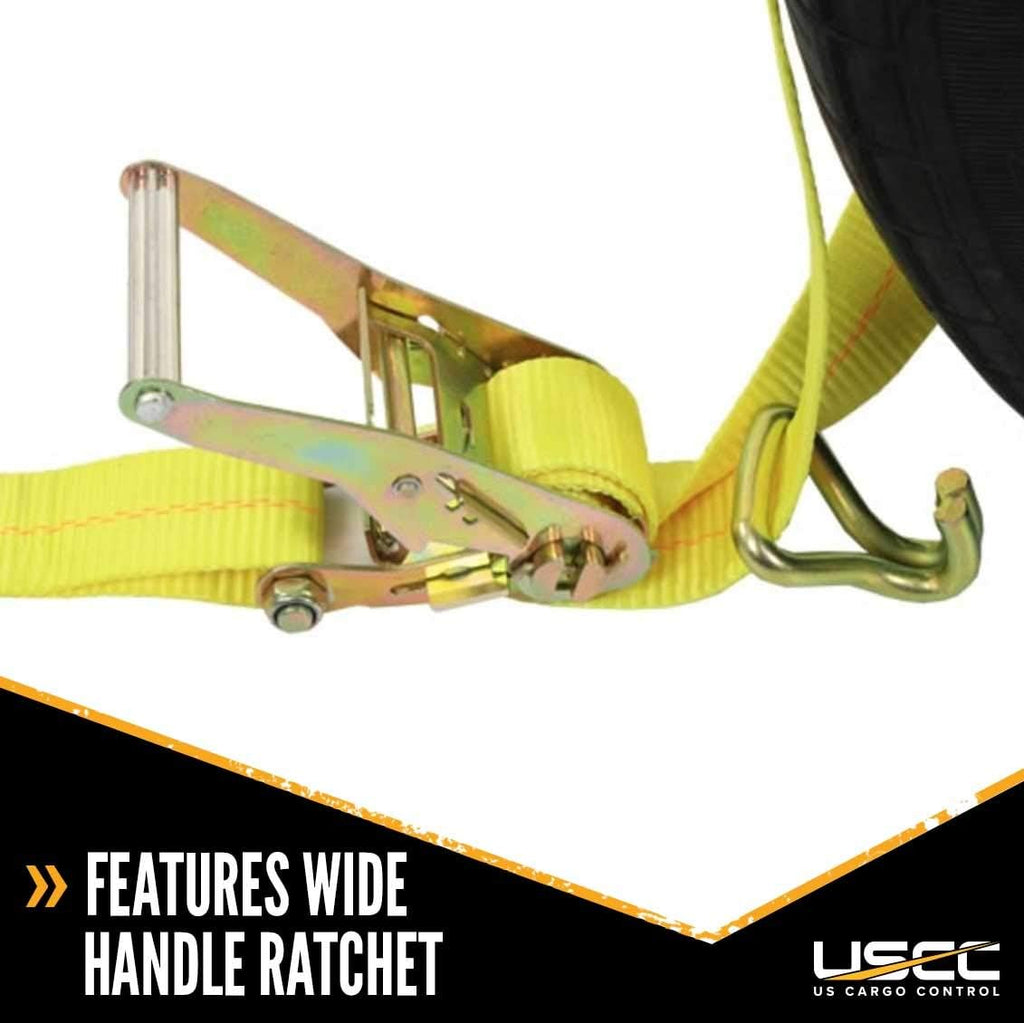 2-Inch Wide Polyester Wheel Strap with Ratchet, 3,333 Pound Working Load Limit, 4 Pack X39685