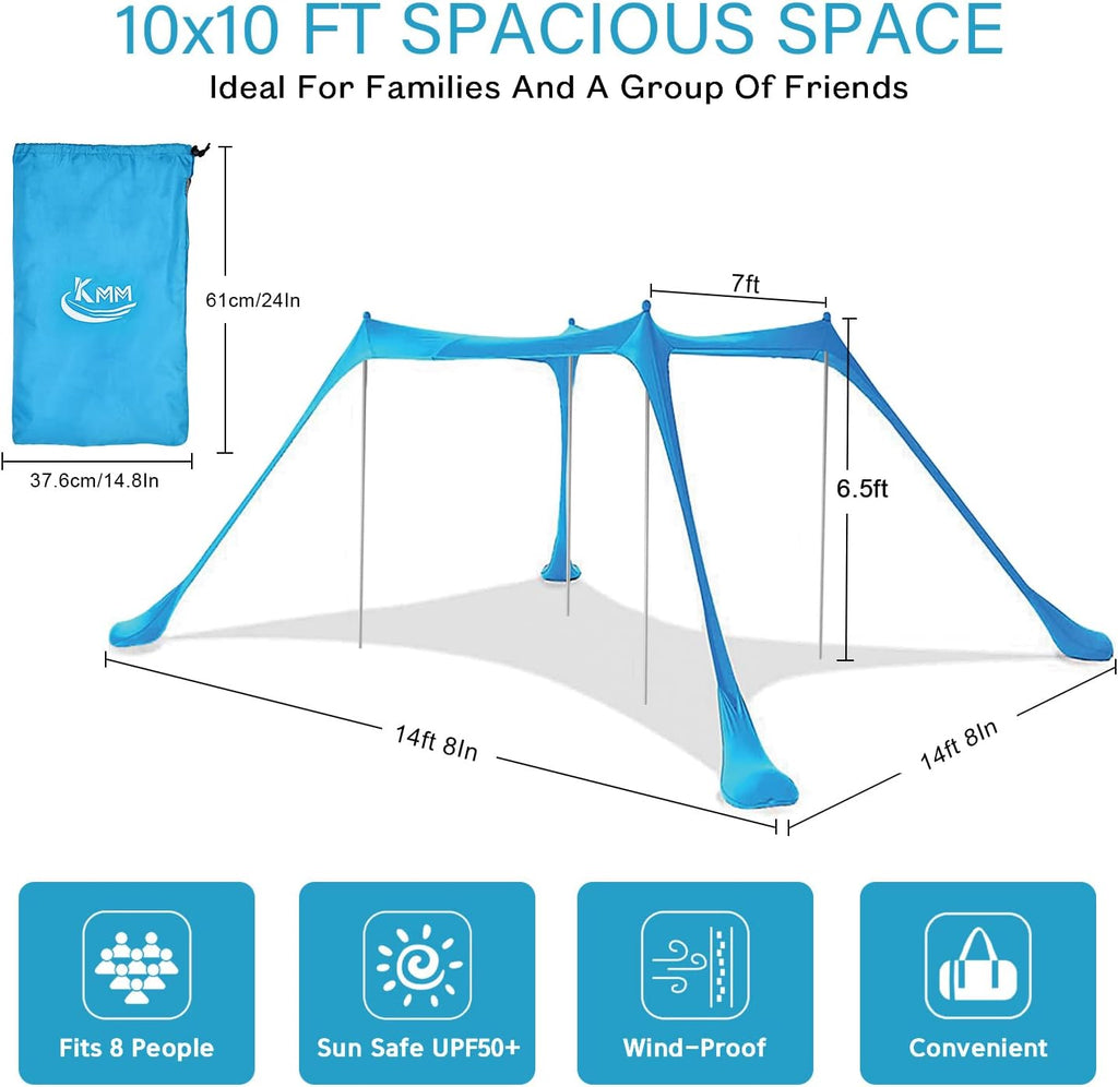 Beach Tent Sun Shade Canopy with 4 Poles Z5780