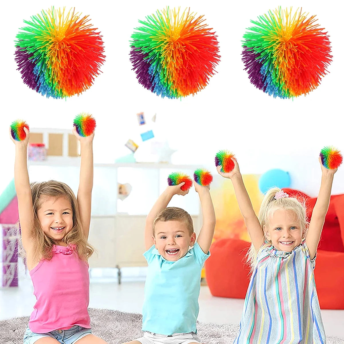 12pcs Silicone Sensory Rainbow Splat Balls T875