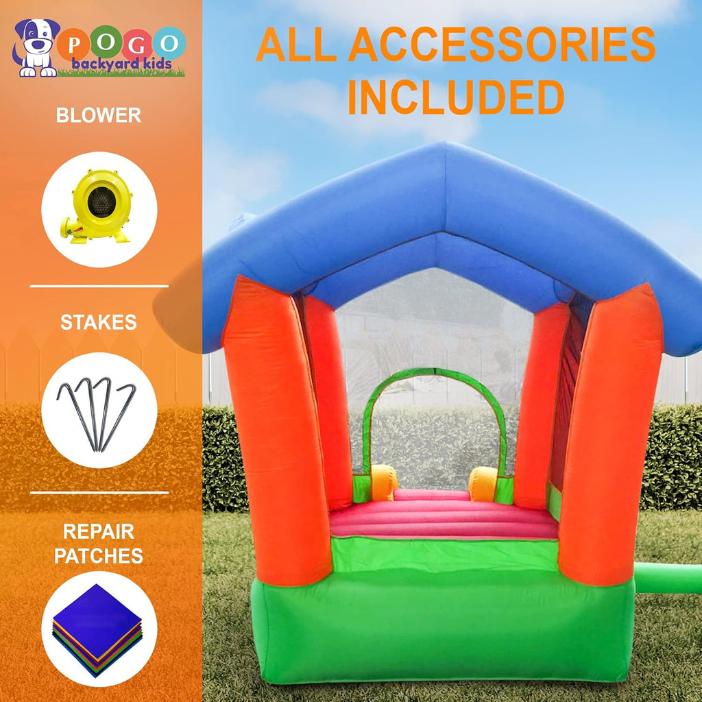 Inflatable Bounce House with Slide, 8.5' x 4.9' Play Area, 6.75' Tall H199475