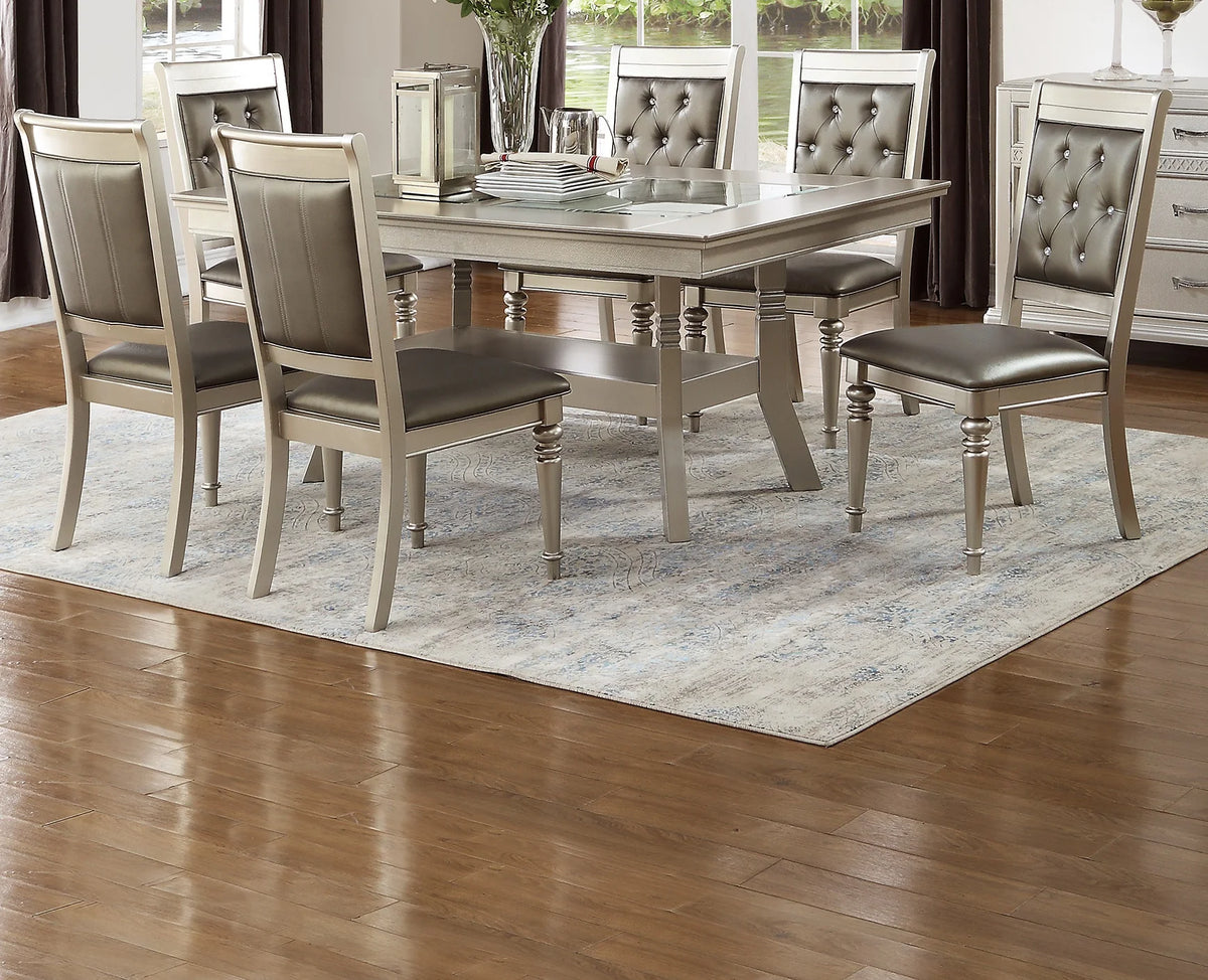 7pc Silver Dining Table with 6 Side Chairs F270