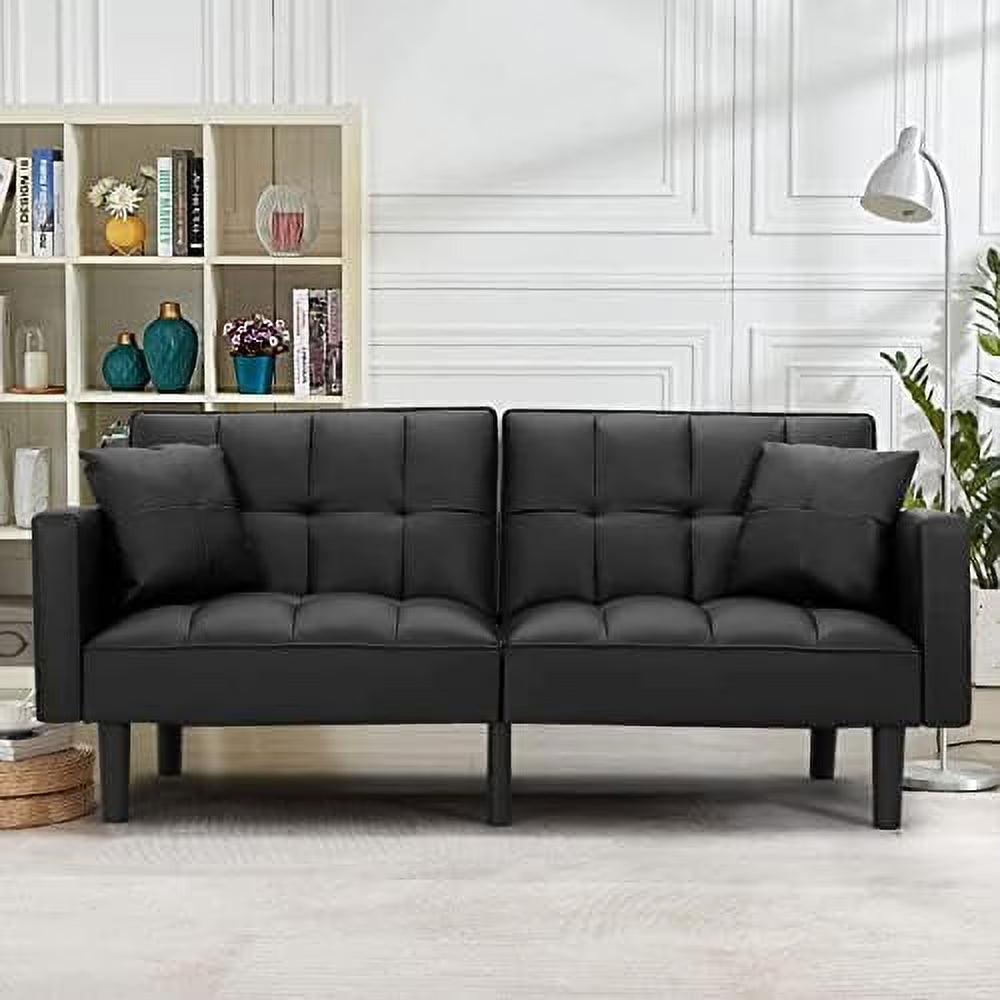 Modern Linen Fabric Convertible Sofa Bed with Adjustable Back and Arms H6921