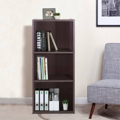 Dark Brown 3-Shelf Wooden Bookcase A2039