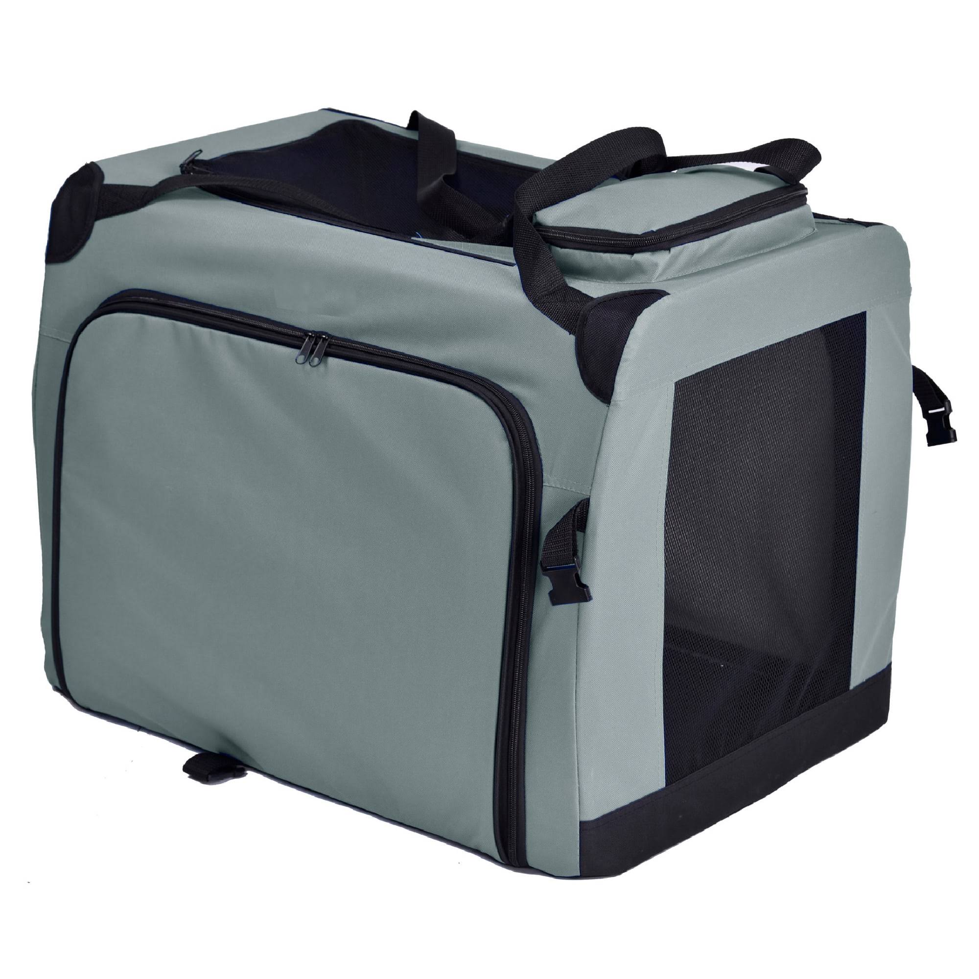 Grey Metal Framed Soft-Folding Dog Crate I7700