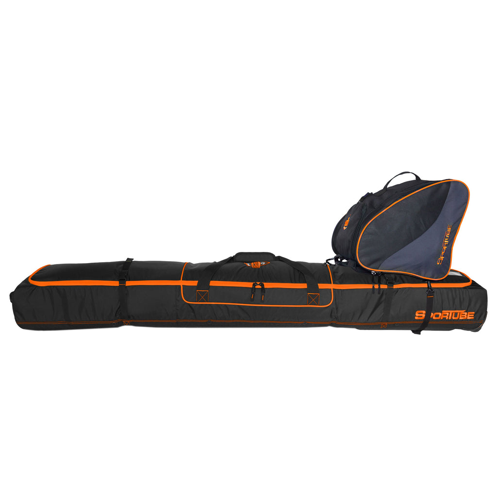 Wheeled Padded Ski Bag, Black/Orange C503