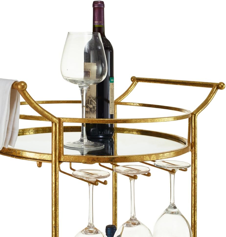 Gold Round Bar Cart V45047