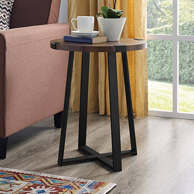 Dark Walnut Round Side End Table U621
