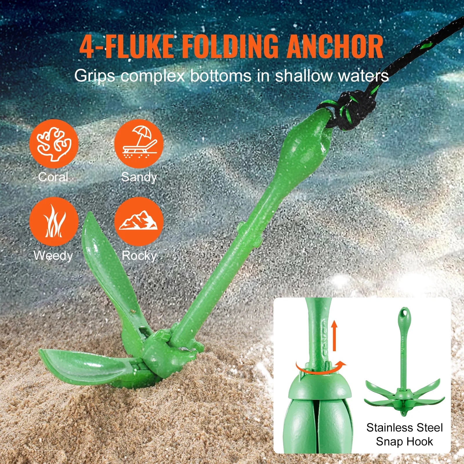Paddle Board Anchor Kit with 26.2 ft Rope and Buoy V974596