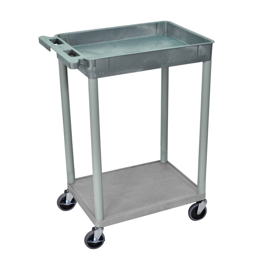 Gray Tub and Flat Shelf Cart L8445