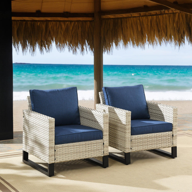 Navy 6 Piece Outdoor Sectional Sofa Set with Cushions Z6803