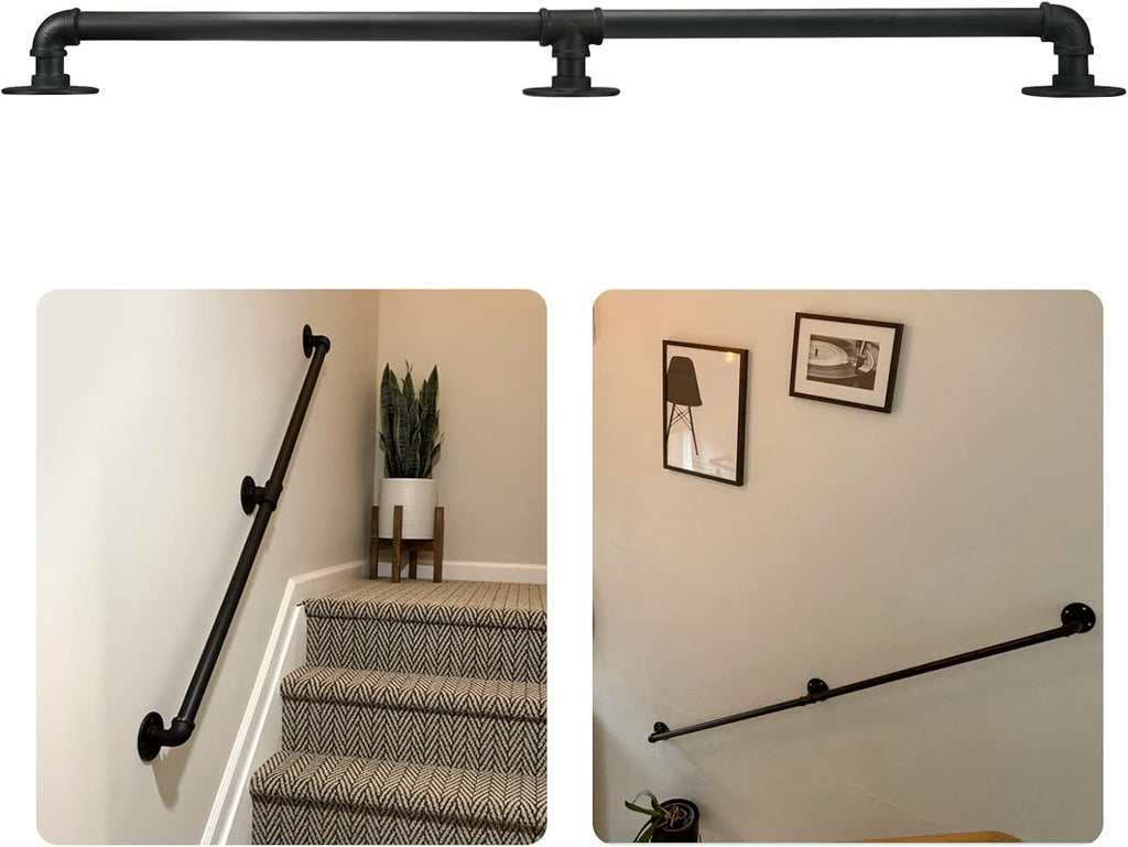 Black Steel Pipe Stair Railing Handrail O6072