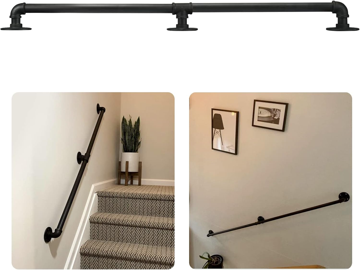 Black Steel Pipe Stair Railing Handrail O6072