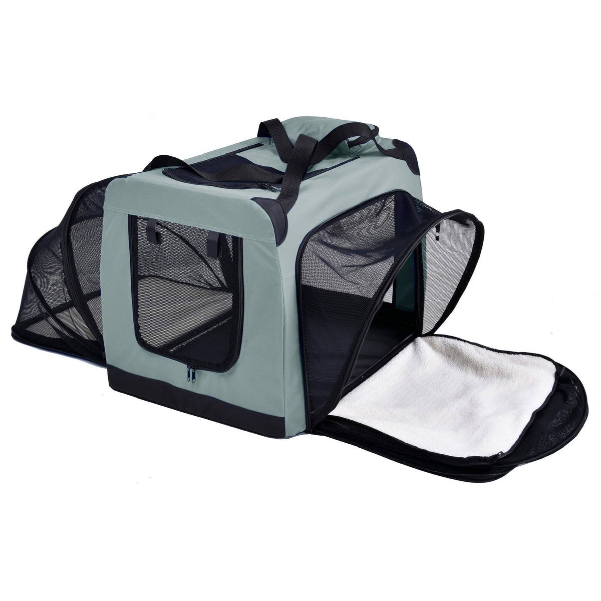 Grey Metal Framed Soft-Folding Dog Crate I7700
