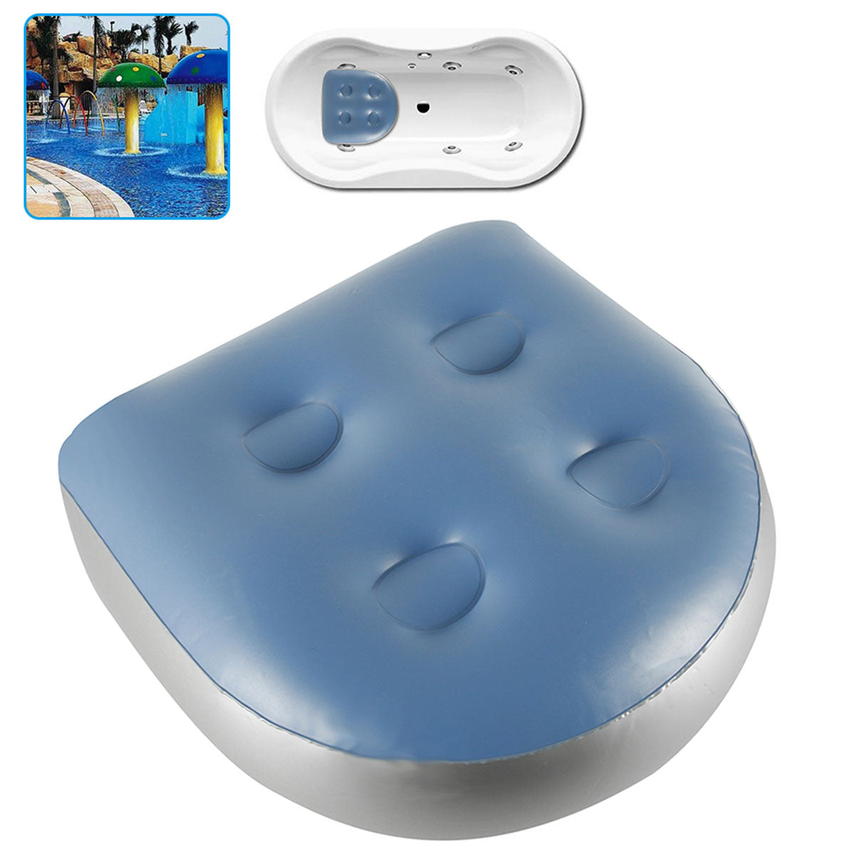 Spa and Hot Tub Booster Seat Pad with Suction Cup, Back Support Bath Spa Pad Soft Inflatable Massage Cushion V818336