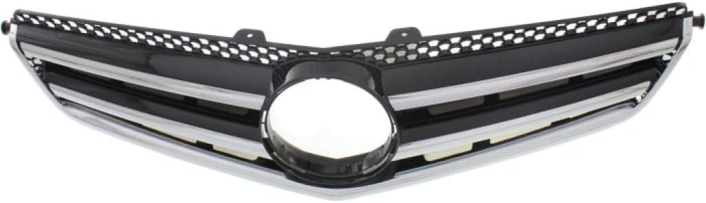 Chrome Shell Grille Assembly with Painted Black Insert for Mercedes-Benz C300 C350 2008-2011 AMG Styling Package Plastic Q110890