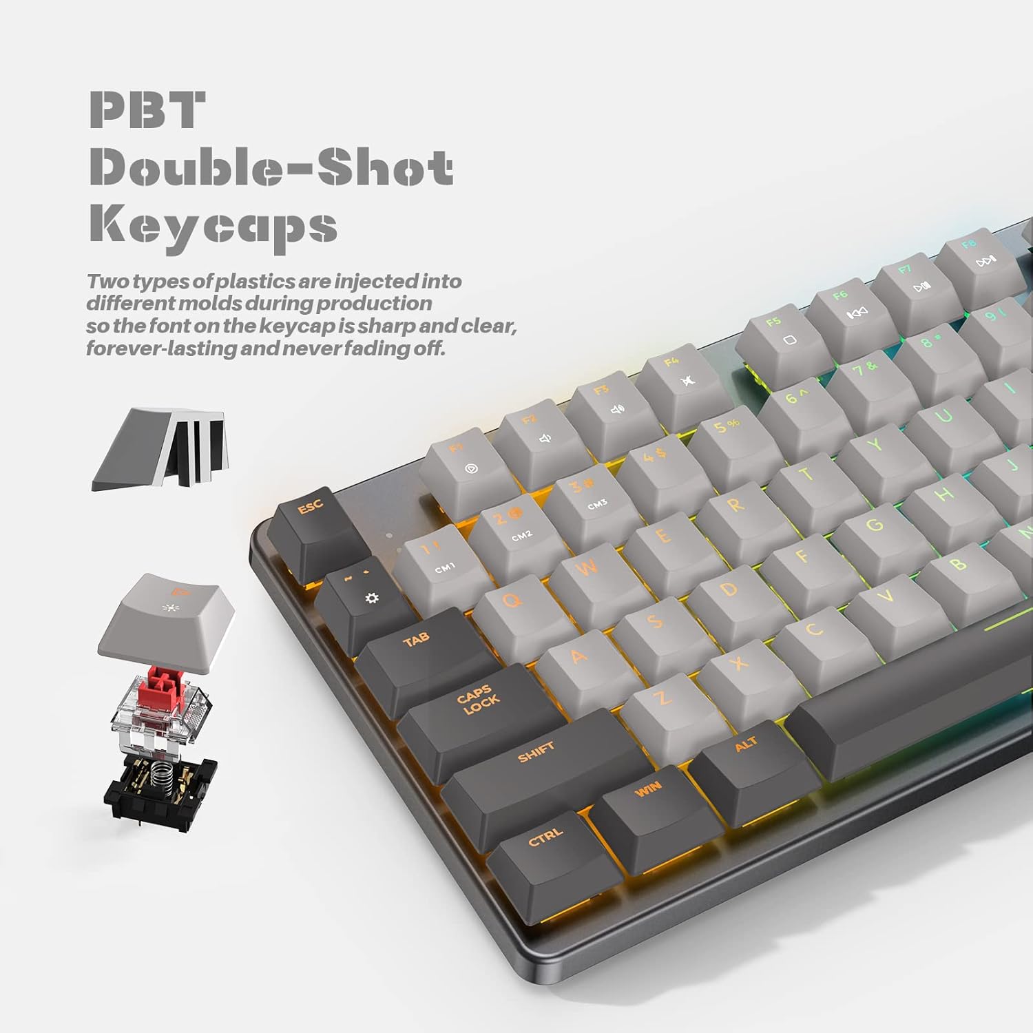 87 Keys RGB Mechanical Keyboard, Low Profile Aluminum TKL Hot-Swappable Ultra-Slim U281935