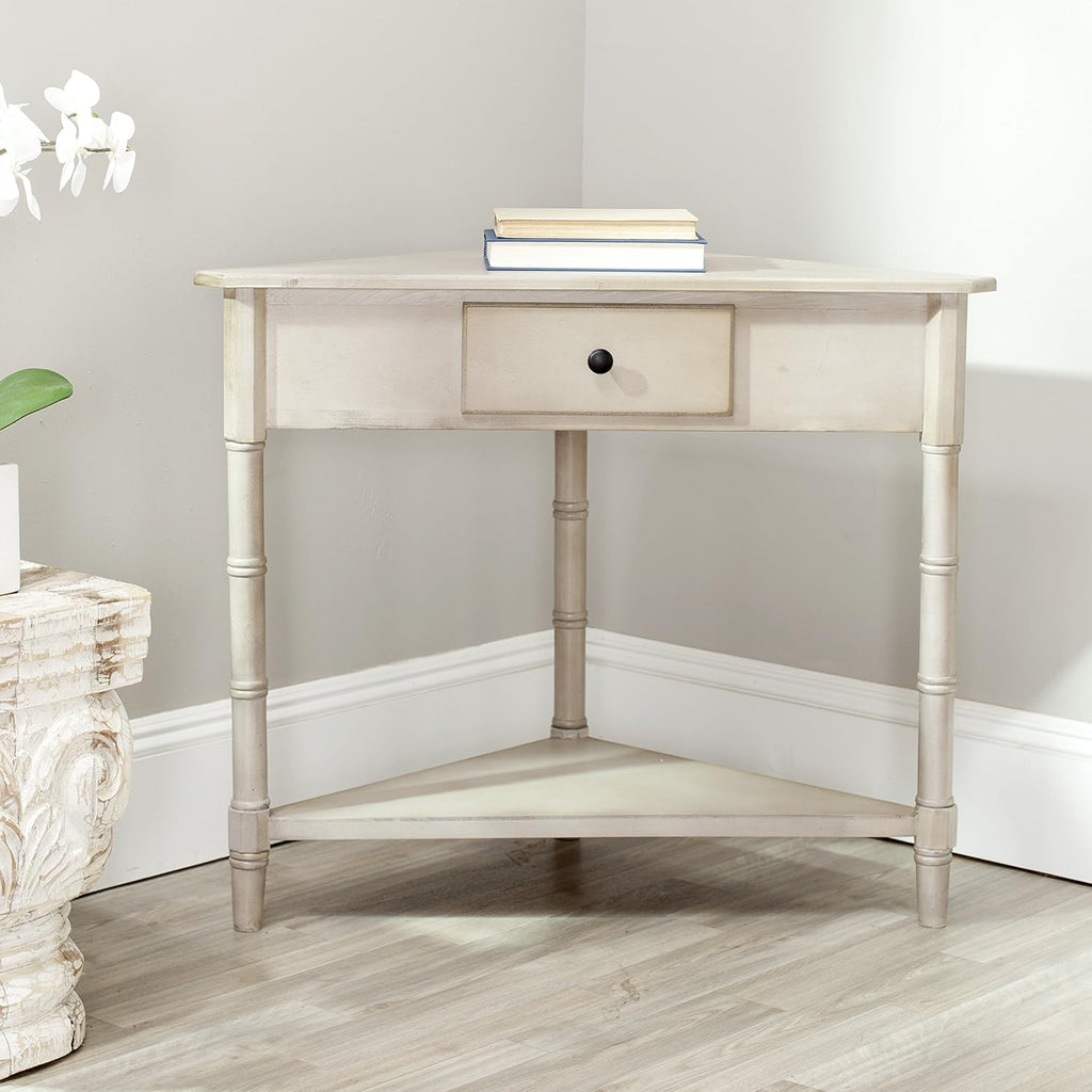 Distressed Black Corner Table P41690
