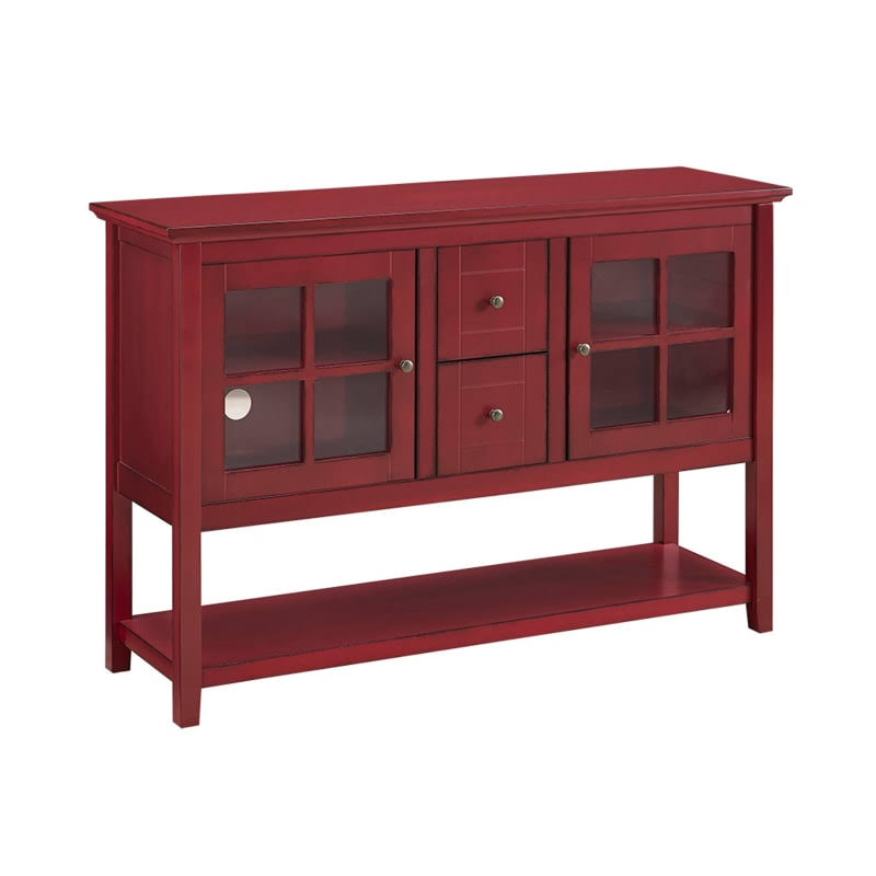 Antique Red Glass and Wood Media Cabinet R57317