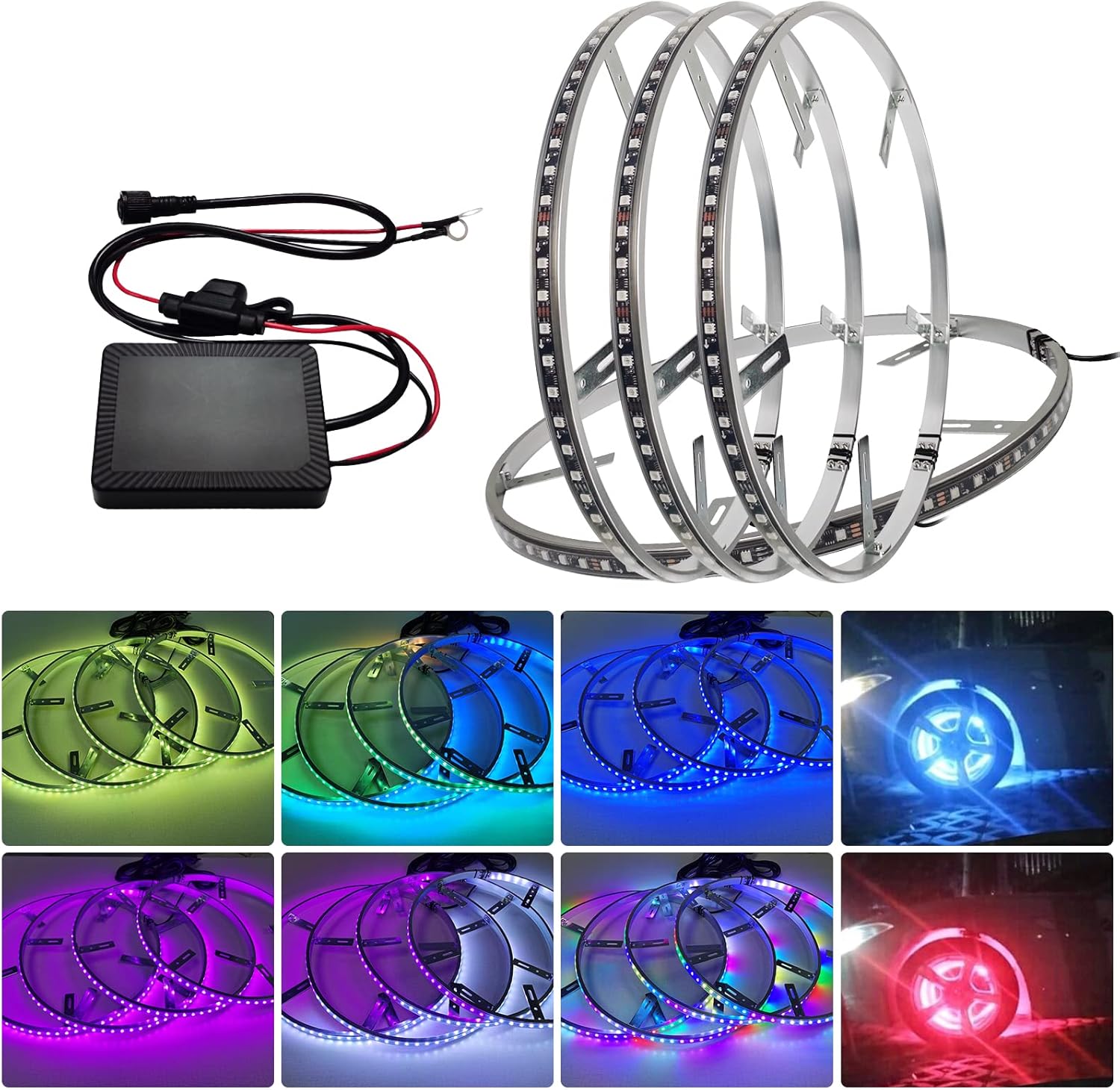 4PCS 17” Waterproof LED Wheel Rim Lights with App Control G260