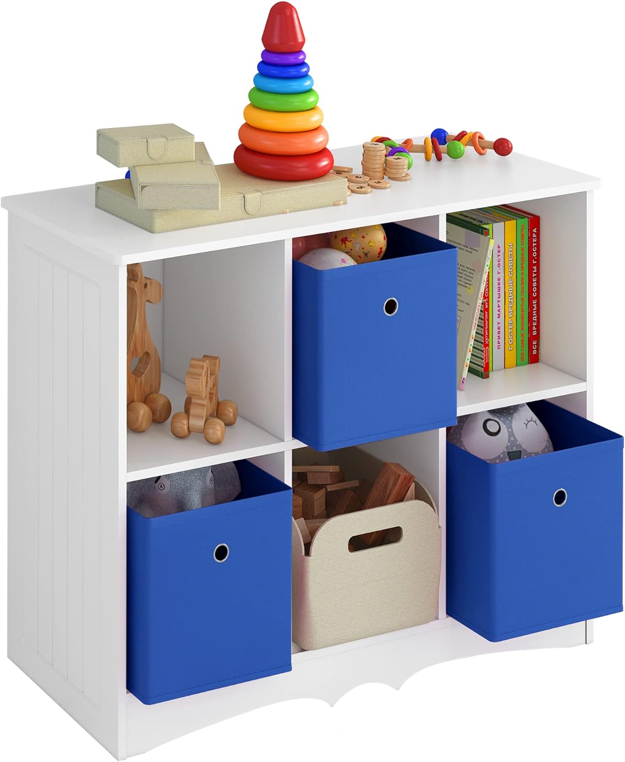 Pink Kids Toy Storage Cubby with 6 Drawers V653606