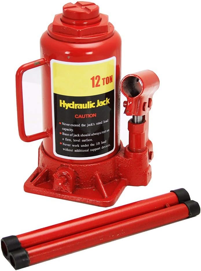 12 Ton Capacity Hydraulic Bottle Jack with Handle, Red Pack of 2 T20976