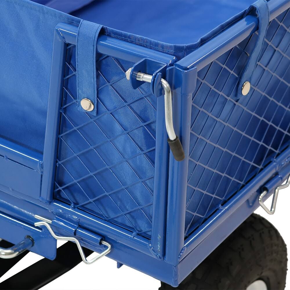 Blue Heavy-Duty Steel Utility Garden Cart with Liner D610