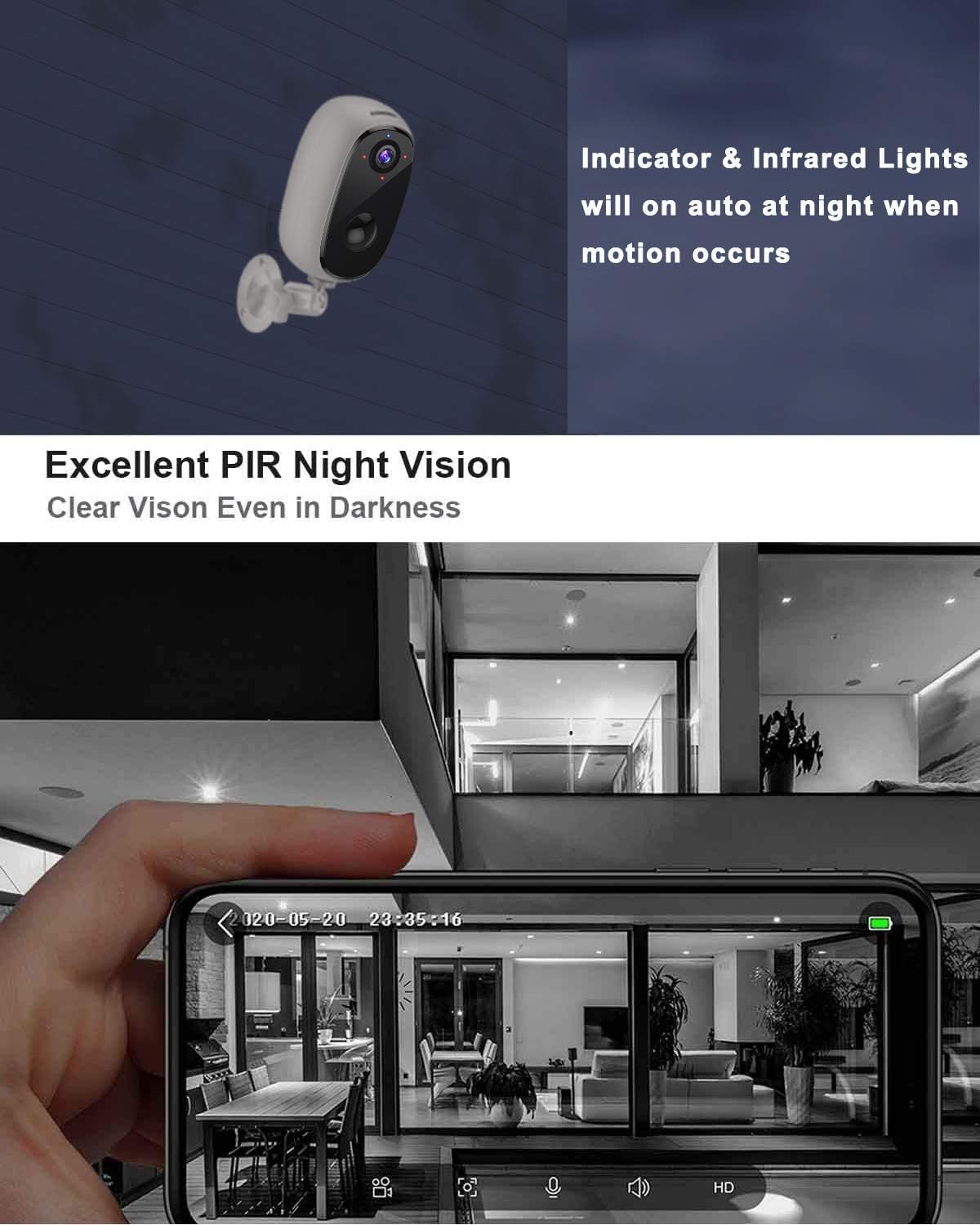 1080P Wireless WiFi Outdoor Security Camera with Rechargeable Battery M5688