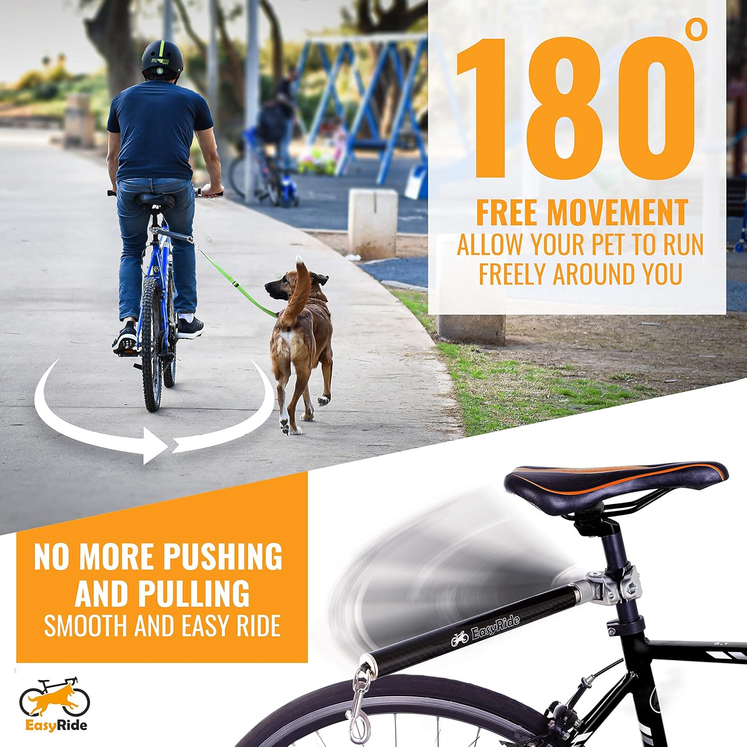 180° Rotating Dog Bike Leash with Shock Absorbers and Quick Attach Mechanism Y944