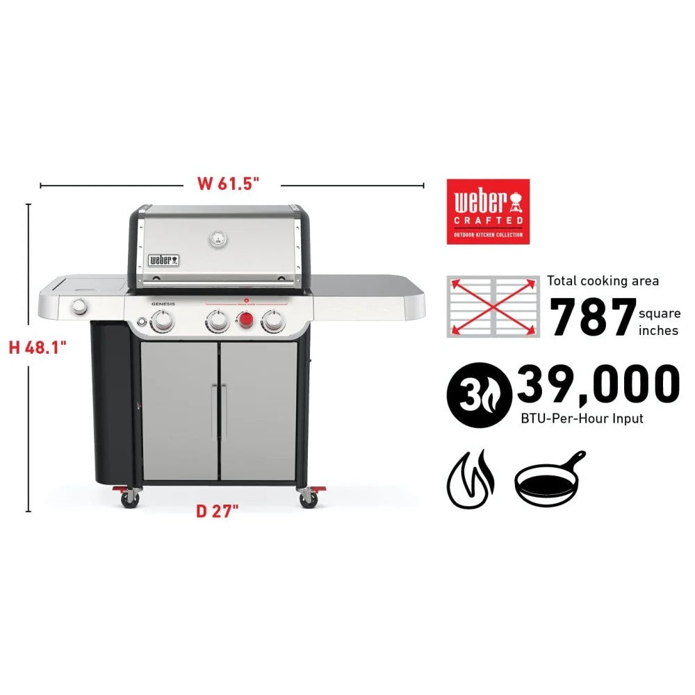3-Burner LP Gas Grill Stainless Steel N29682