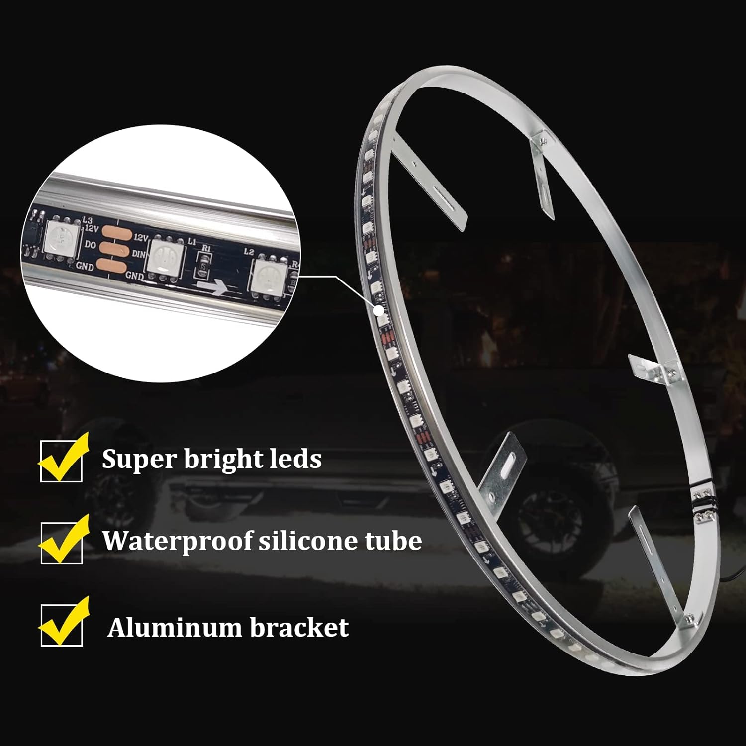 4PCS 17” Waterproof LED Wheel Rim Lights with App Control G260
