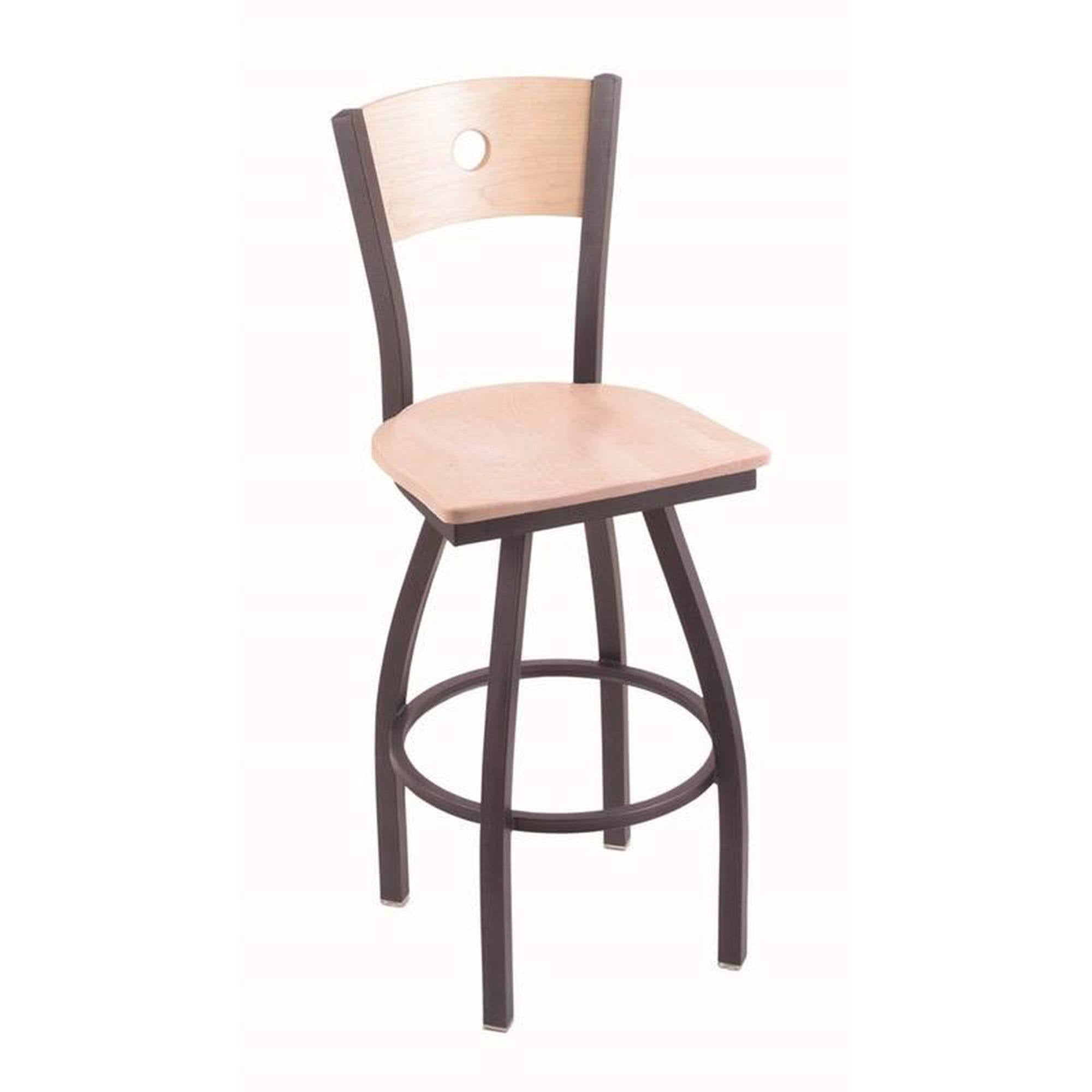Swivel Counter Stool with Pewter Finish and Maple Seat F287562