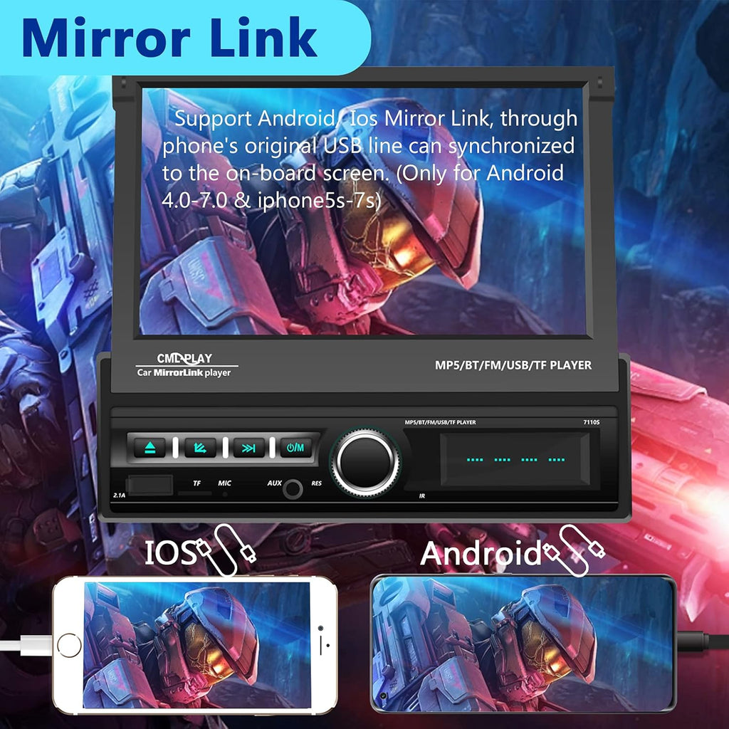 7 Inch Motorized Flip Out Touchscreen Car Stereo with Backup Camera G674000