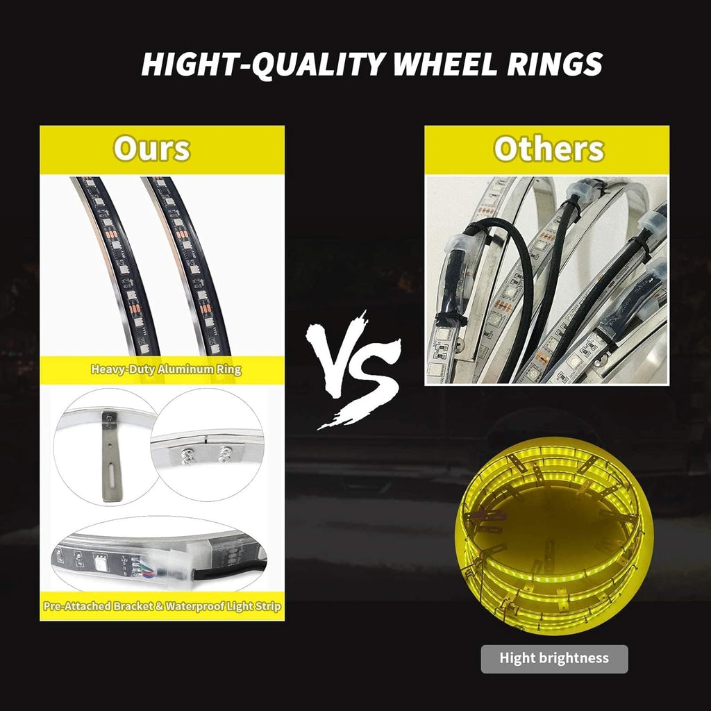 4PCS 17” Waterproof LED Wheel Rim Lights with App Control G260