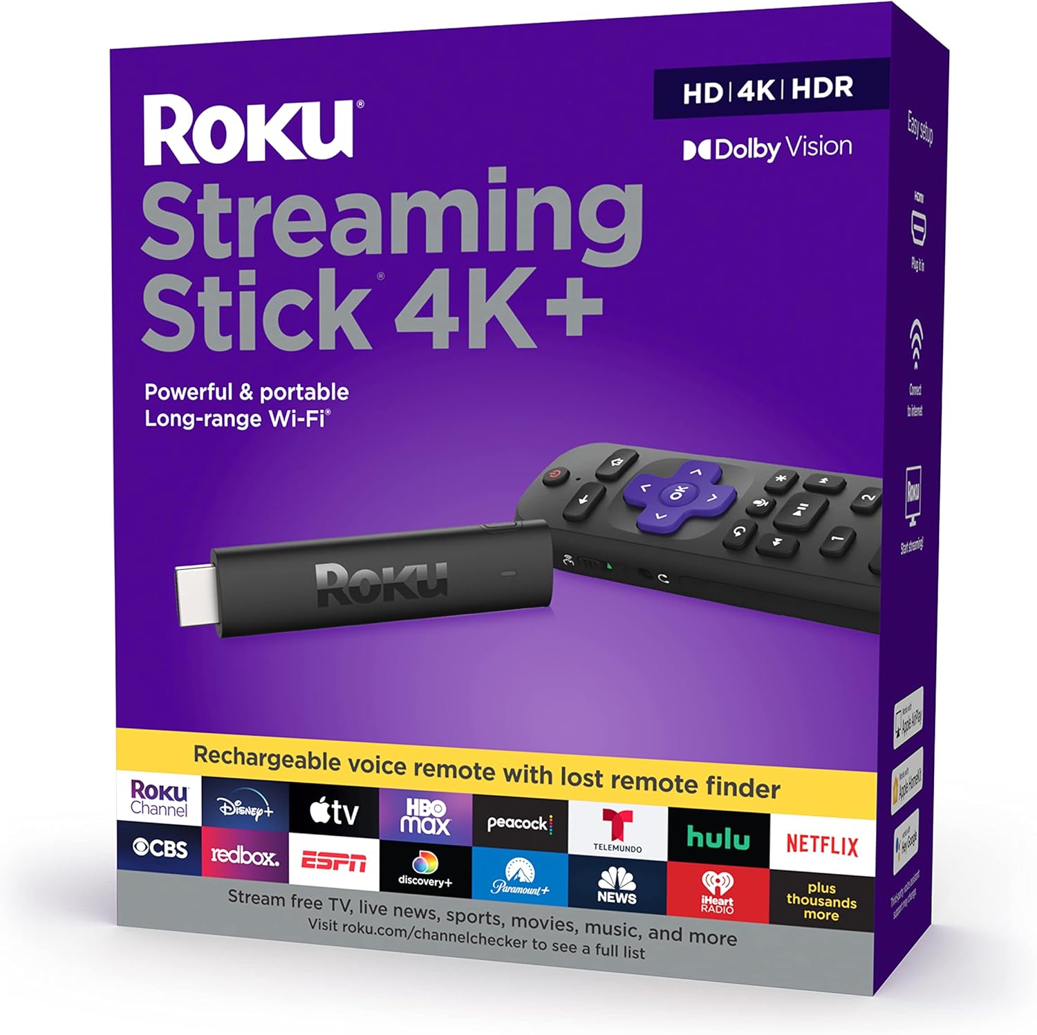 4K/HDR/Dolby Vision Streaming Device with Voice Remote, Black Pack of 2 S7313