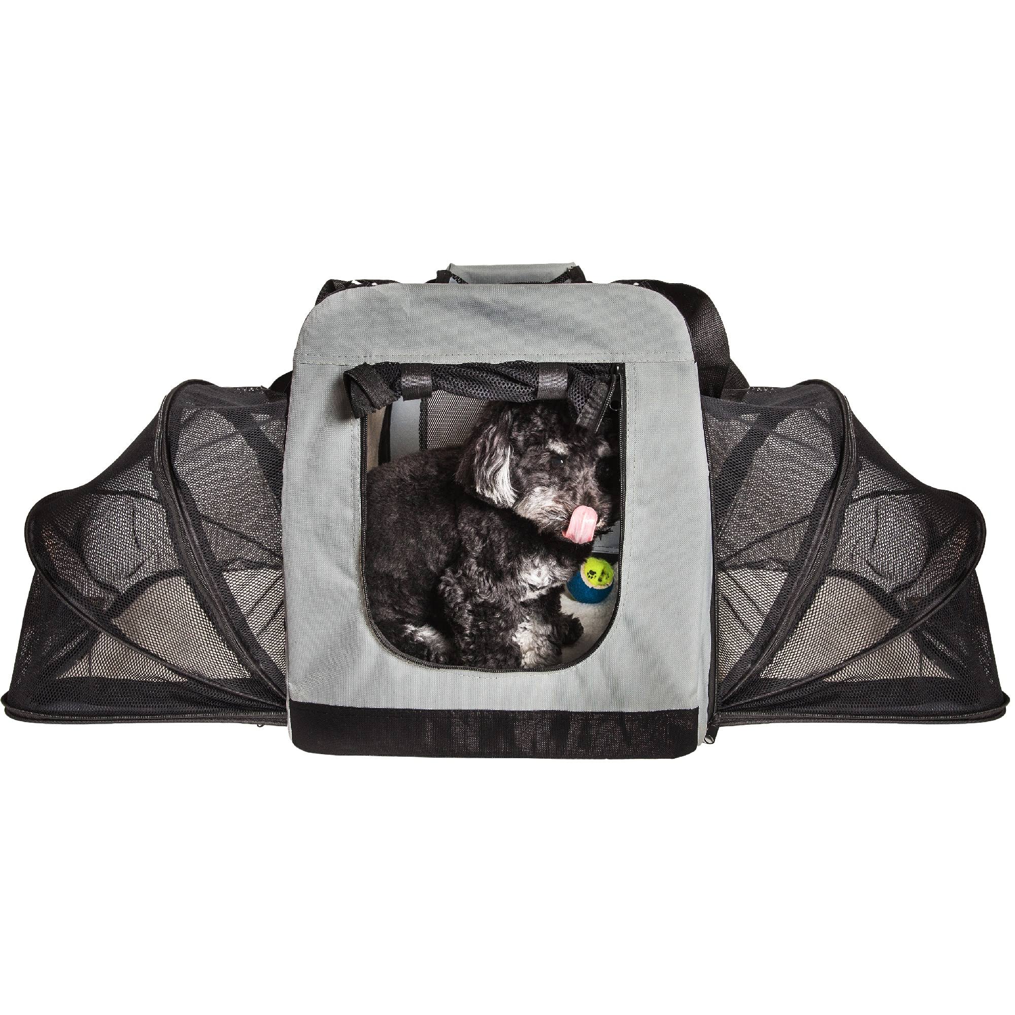 Grey Metal Framed Soft-Folding Dog Crate I7700
