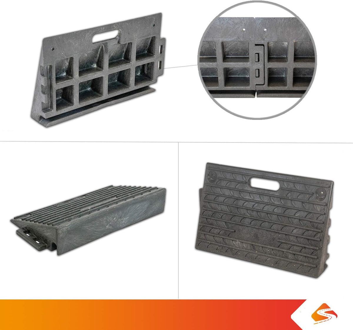 4 Inch Driveway Curb Ramp Pack of 2, Heavy Duty Rubber Ramps I738
