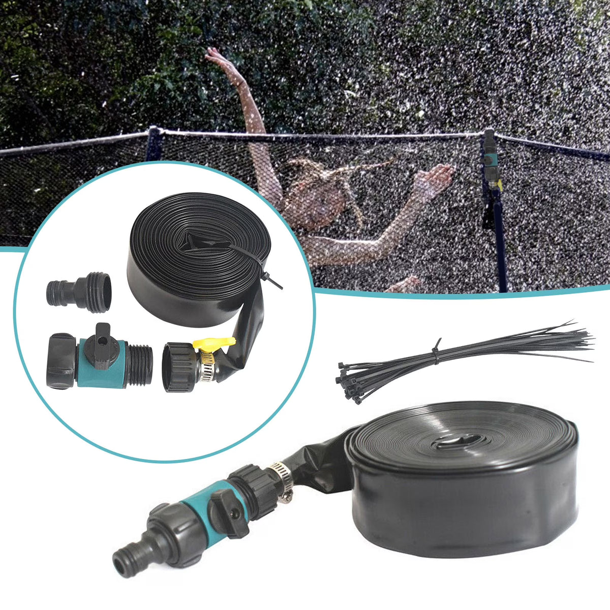 Black Trampoline Sprinkler Outdoor Water Toy C8809