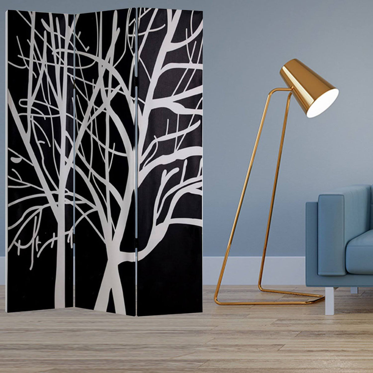 Multi Color Wood Canvas Screen C40268