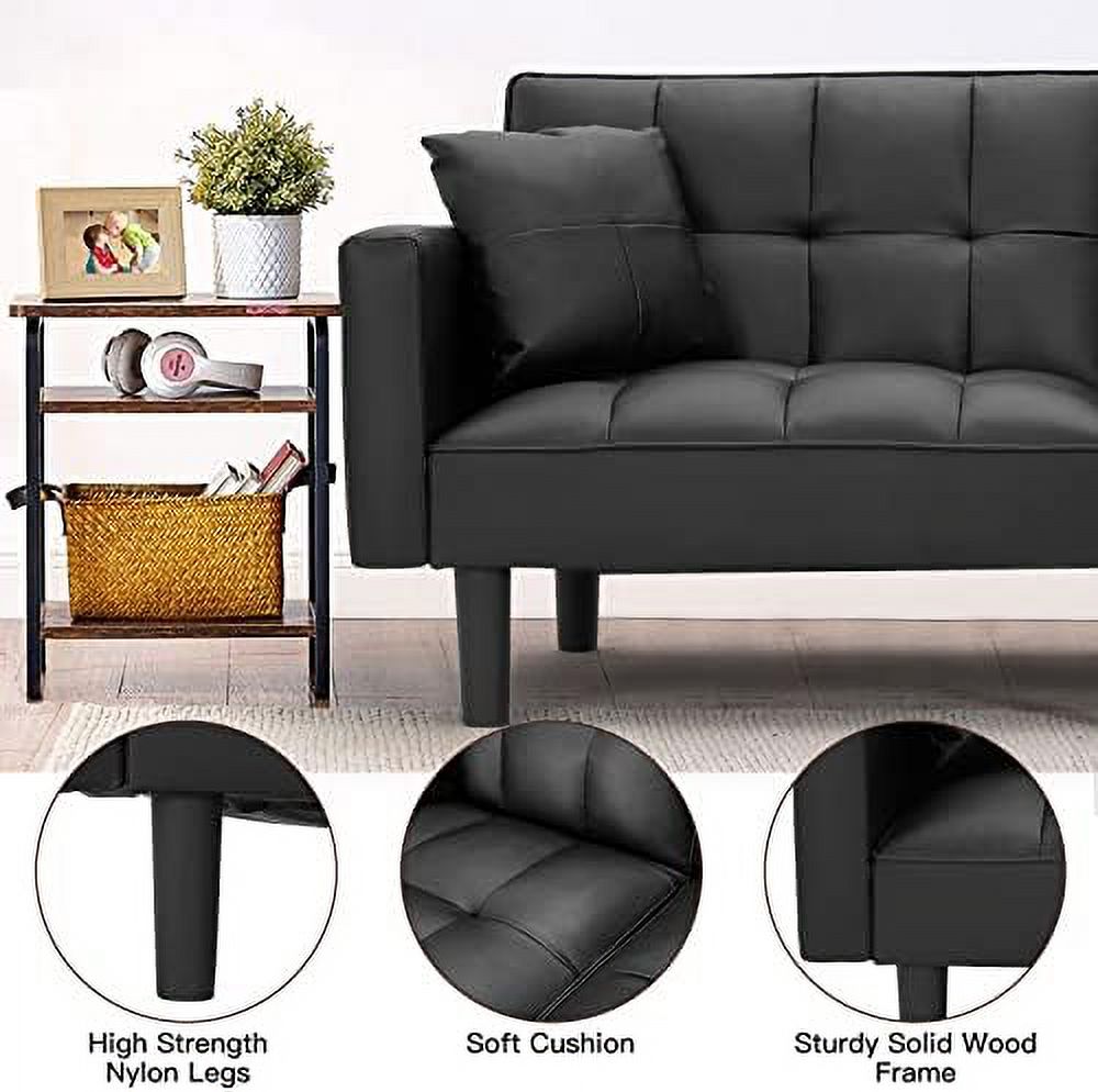 Modern Linen Fabric Convertible Sofa Bed with Adjustable Back and Arms H6921
