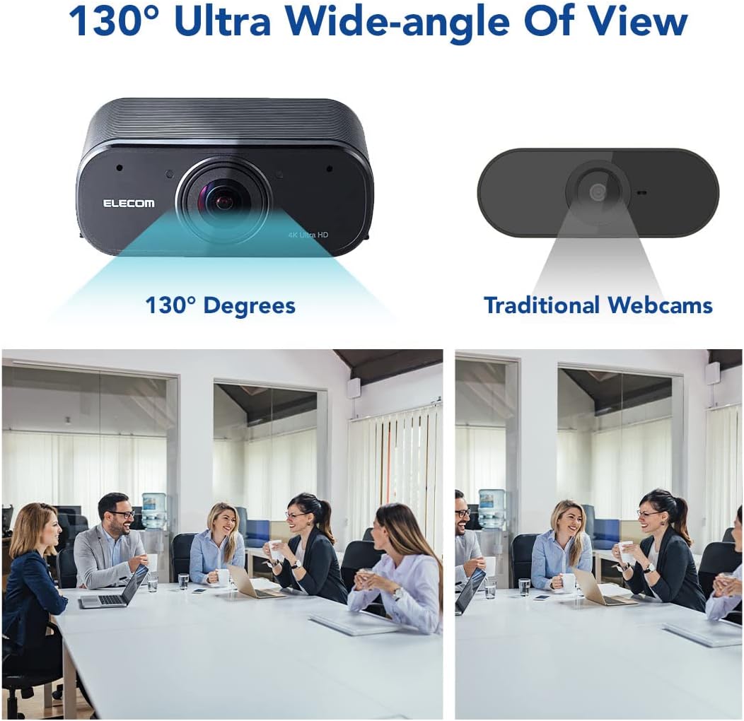 4K AI Auto-Tracking Webcam with Cover, 60fps, Dual Microphone, Ultra HD, 130-Degree Ultra Wide Angle L938484