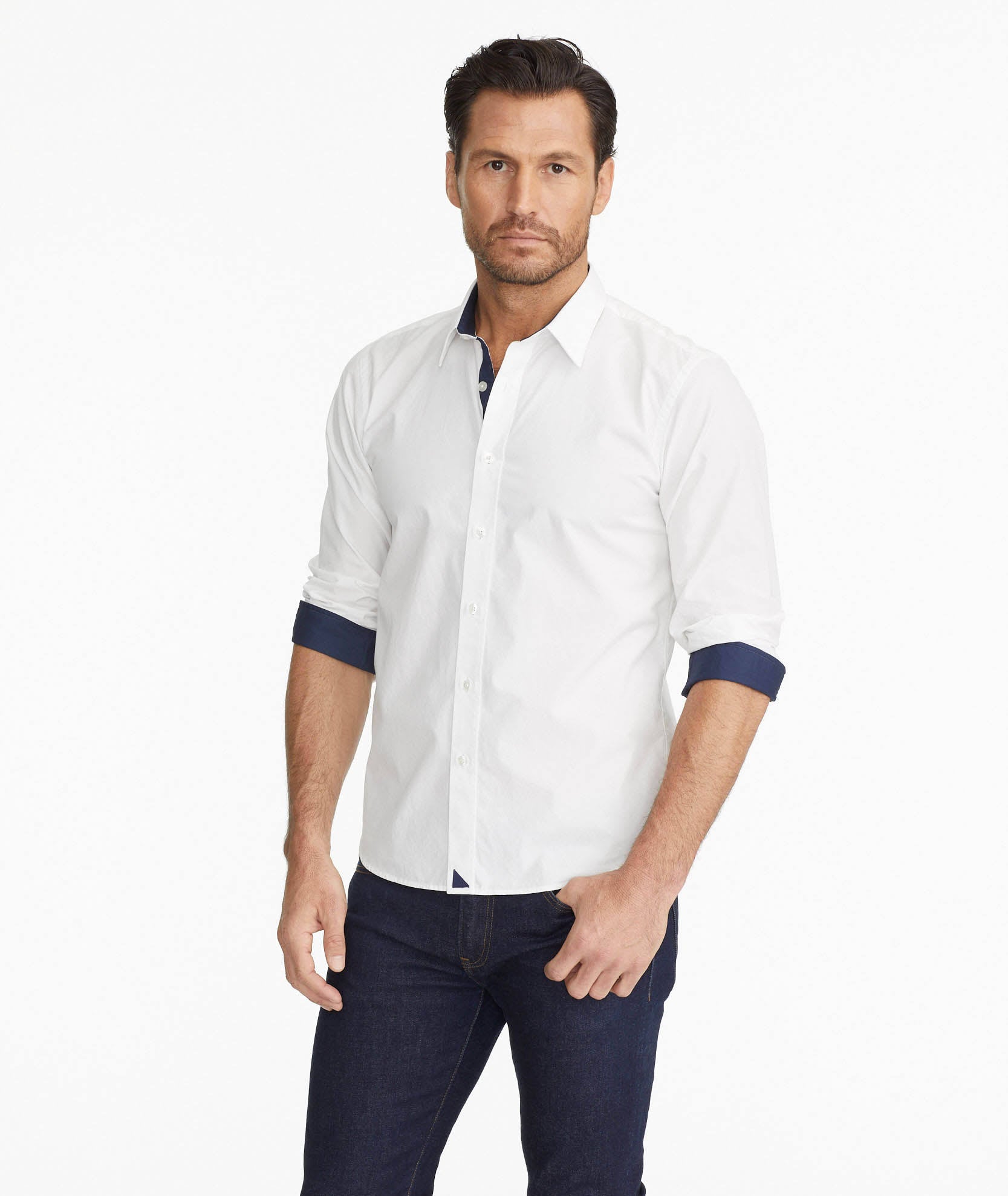 White Wrinkle Free Relaxed Fit Shirt V2070