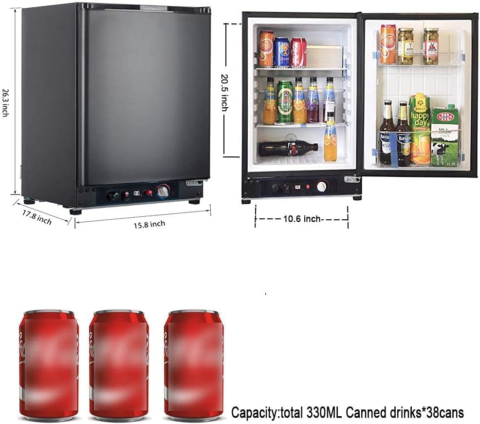 Black 3 Way Propane Refrigerator 2.1 Cu.Ft T697