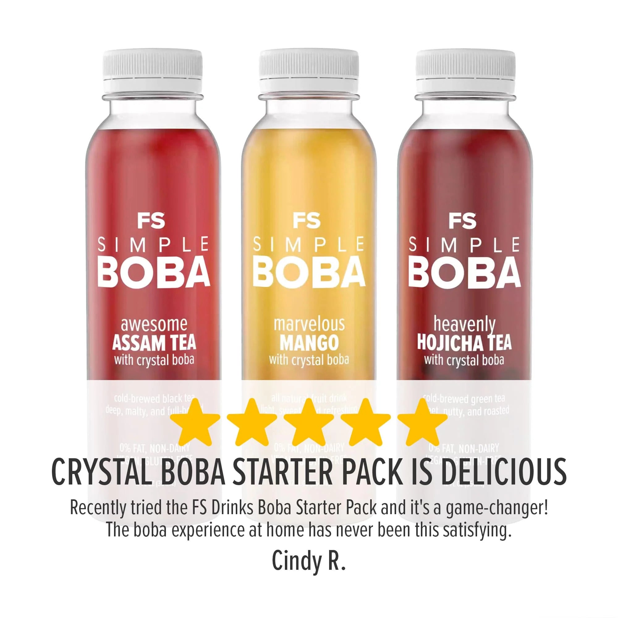 Assam Black, Hojicha Green, Mango Juices with Crystal Boba, 6-Pack of 12oz Bottles J336542
