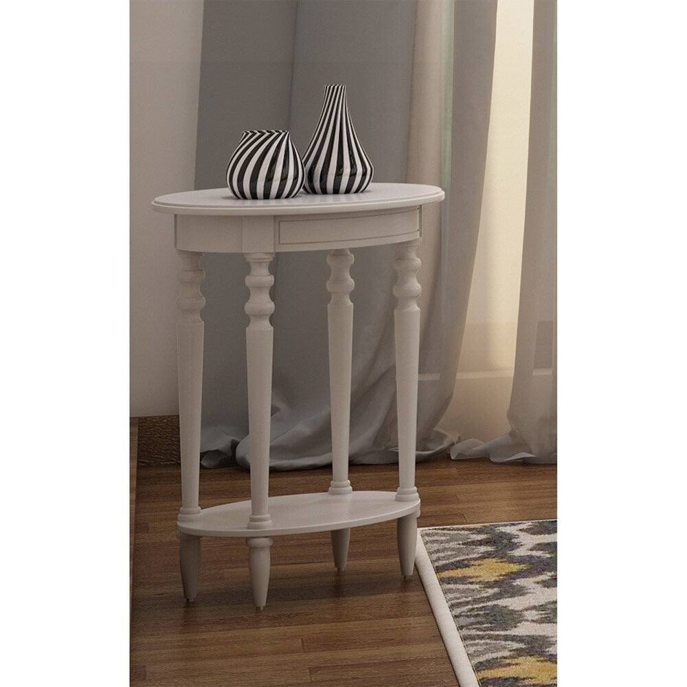 Antique White Oval Accent Table T86765