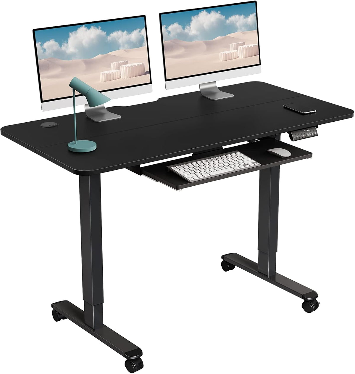 Black Electric Standing Desk with Keyboard Tray B550