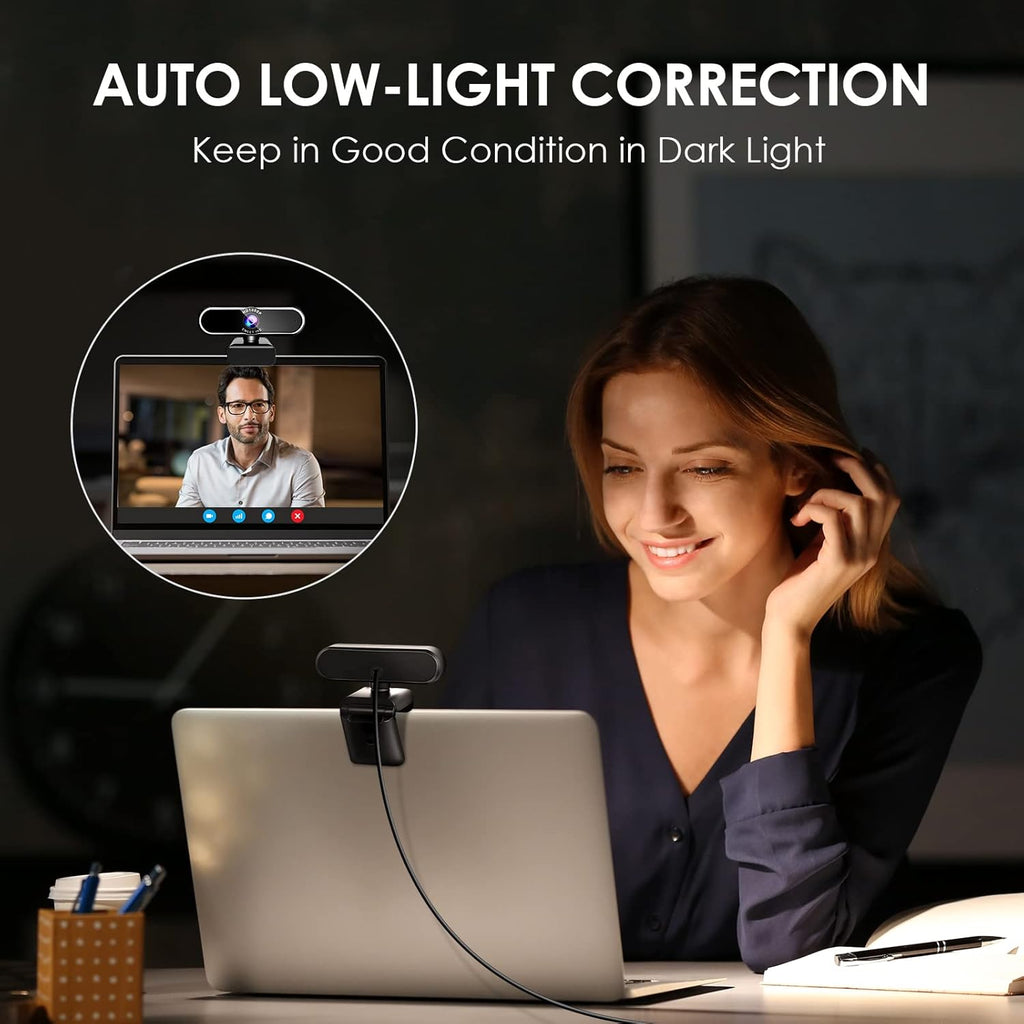 1080P Auto Focus Webcam with Microphone, Privacy Cover, 96° Ultra Wide Angle, Pack of 2 H37627