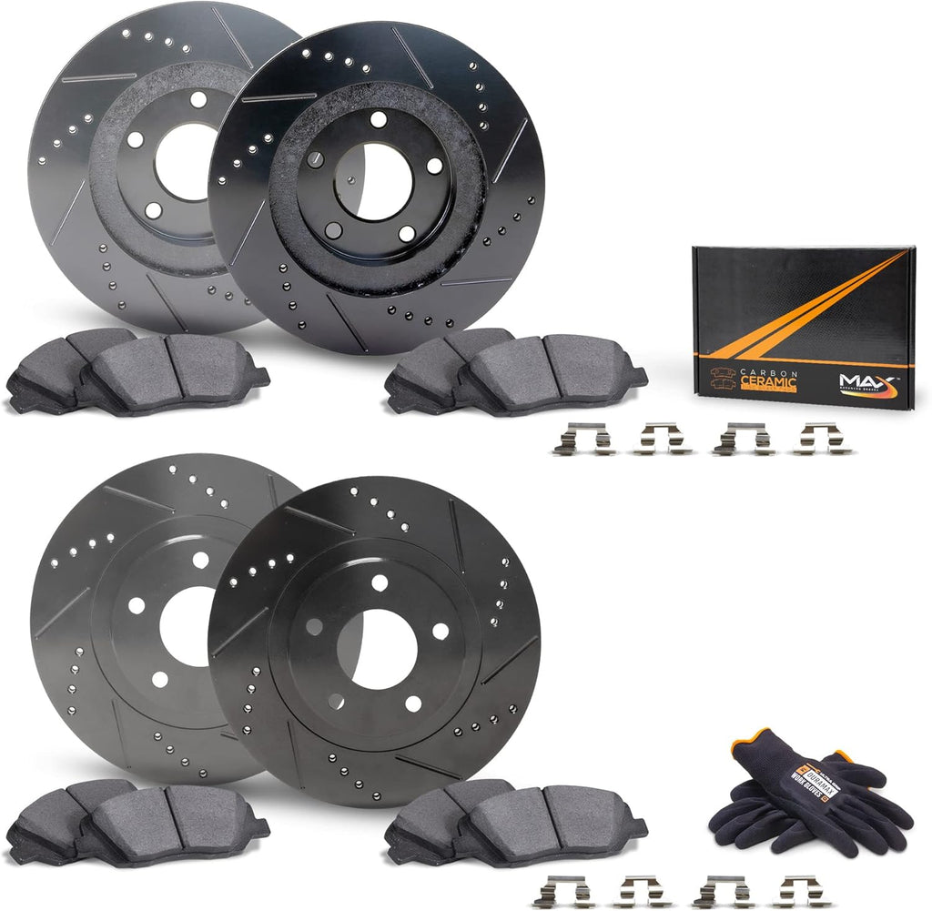 Front + Rear Carbon Ceramic Brake Rotors with Pads G5789