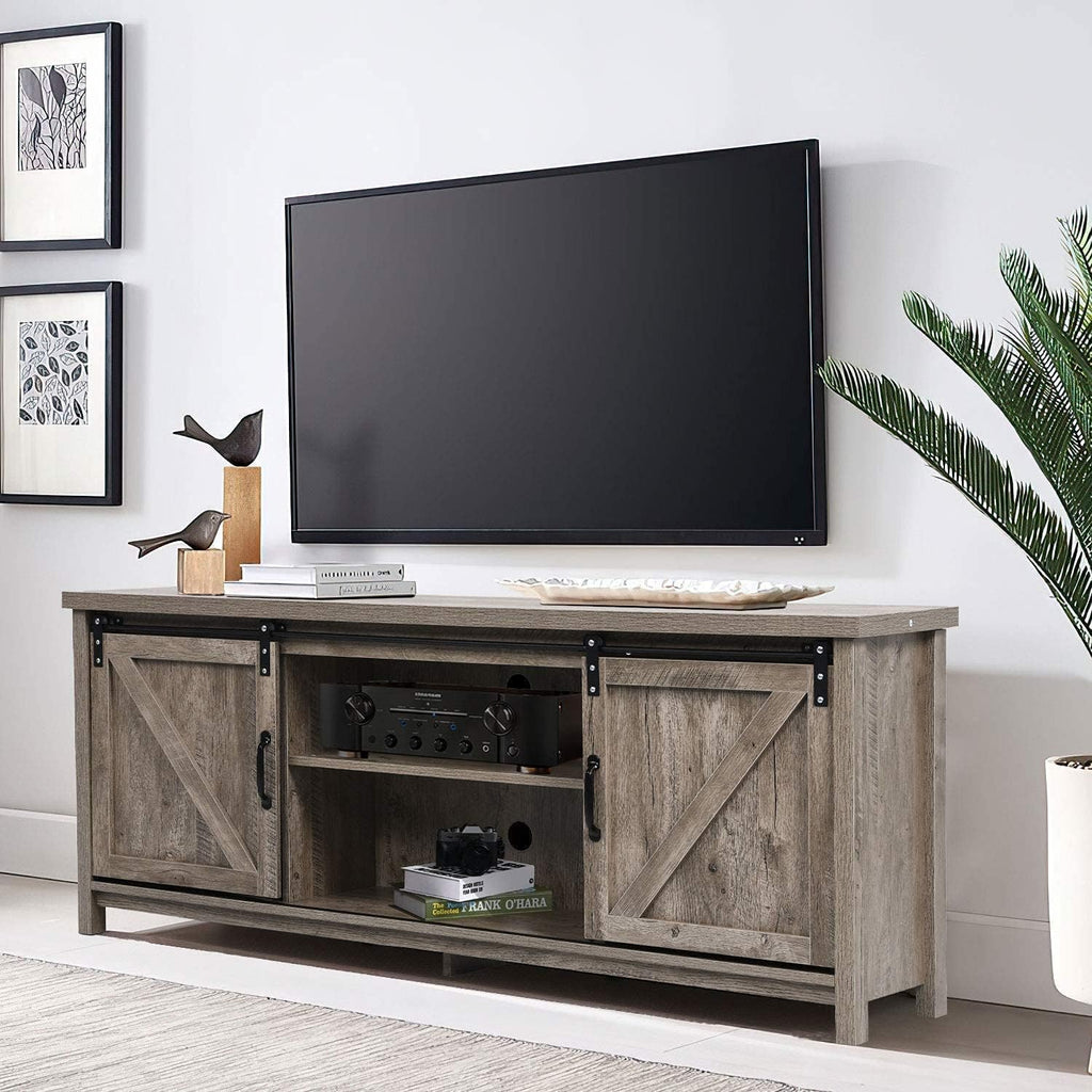 Espresso TV Stand with Sliding Barn Door Entertainment Center C875
