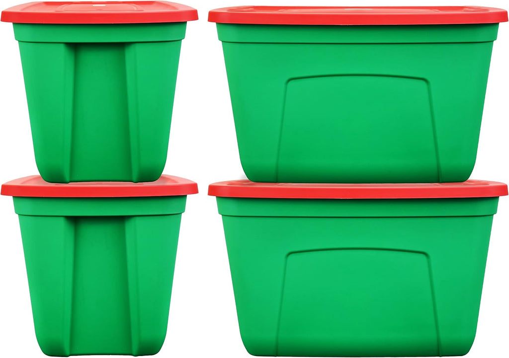 18-Gallon (72-Quart) Blue Plastic Storage Containers with Lids, Pack of 4 E42454
