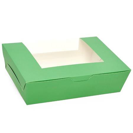Green Bakery Box, 5-1/4 inch x 4 3/8 inch x 1 1/2 inch, Quantity: 100 X1137